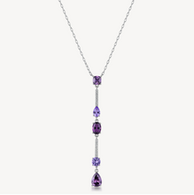 Load image into Gallery viewer, Sterling Silver Linear Necklace with Amethyst by Brosway
