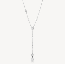 Load image into Gallery viewer, Sterling Silver Linear Necklace with Pearl and Clear CZ by Brosway
