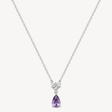 Load image into Gallery viewer, Sterling Silver Necklace and Pendant with Clear CZ and Amethyst CZ by Brosway
