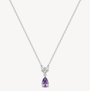 Sterling Silver Necklace and Pendant with Clear CZ and Amethyst CZ by Brosway