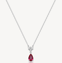 Load image into Gallery viewer, Sterling Silver Necklace and Pendant with Clear CZ and Ruby CZ by Brosway
