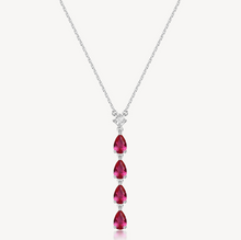 Load image into Gallery viewer, Sterling Silver Necklace and Long Pendant with Clear CZ and Ruby CZ by Brosway
