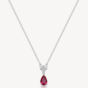 Sterling Silver Necklace and Pendant with Clear CZ and Ruby CZ by Brosway