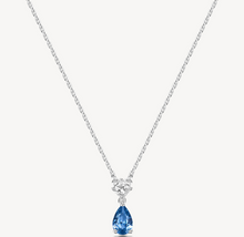 Load image into Gallery viewer, Sterling Silver Necklace and Pendant with Clear CZ and Sapphire CZ by Brosway
