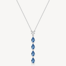 Load image into Gallery viewer, Sterling Silver Necklace and Pendant with Clear CZ and Sapphire CZ by Brosway
