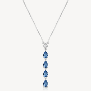 Sterling Silver Necklace and Pendant with Clear CZ and Sapphire CZ by Brosway