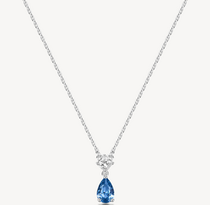 Sterling Silver Necklace and Pendant with Clear CZ and Sapphire CZ by Brosway