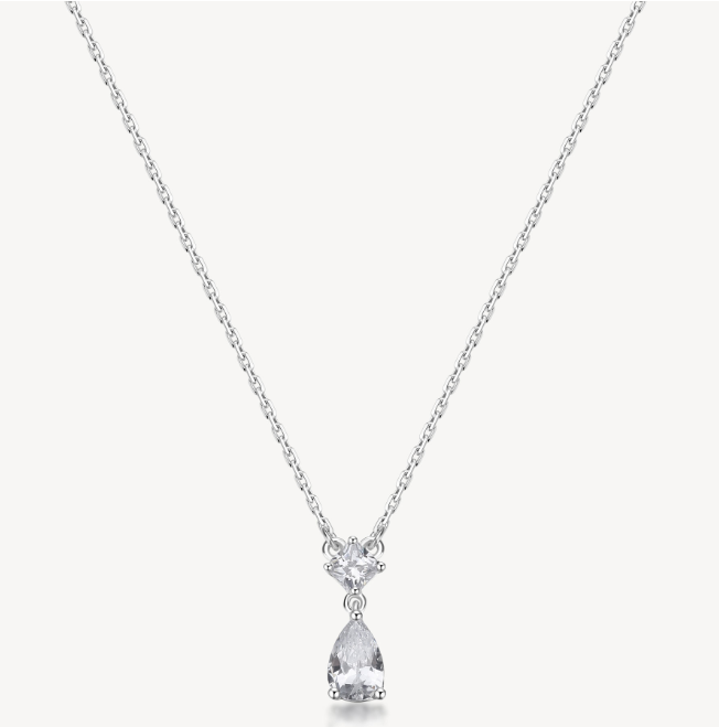 Sterling Silver Necklace and Pendant with Clear CZ by Brosway