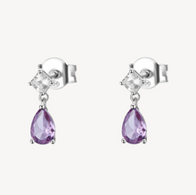 Load image into Gallery viewer, Sterling Silver Pendant Earrings with Clear CZ and Amethyst CZ by Brosway
