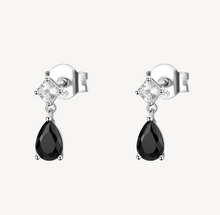 Load image into Gallery viewer, Sterling Silver Pendant Earrings with Clear CZ and Black CZ by Brosway
