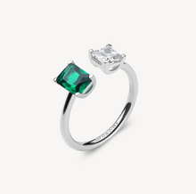 Load image into Gallery viewer, Sterling Silver Ring with Clear CZ and Emerald CZ by Brosway
