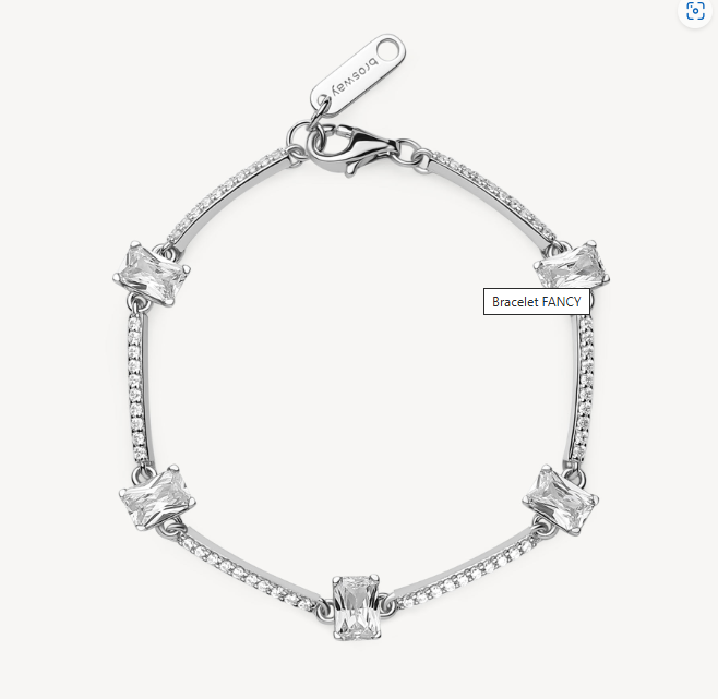 Sterling Silver Semi-Stiff Bracelet with Baguette Clear CZ by Brosway