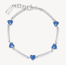 Load image into Gallery viewer, Sterling Silver Semi-Stiff Bracelet with Clear CZ and Sapphire CZ by Brosway
