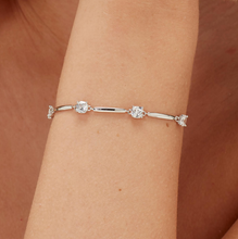 Load image into Gallery viewer, Sterling Silver Semi-Stiff Bracelet with Custon Clear CZ by Brosway
