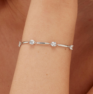 Sterling Silver Semi-Stiff Bracelet with Custon Clear CZ by Brosway