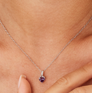 Sterling Silver Heart Charm with Clear CZ and Amethyst CZ by Brosway