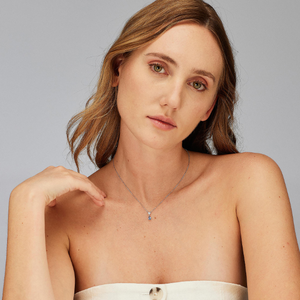 Sterling Silver Necklace and Pendant with Clear CZ and Sapphire CZ by Brosway