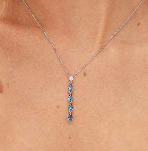 Sterling Silver Necklace and Pendant with Clear CZ and Sapphire CZ by Brosway