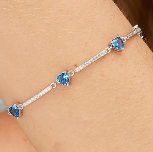 Sterling Silver Semi-Stiff Bracelet with Clear CZ and Sapphire CZ by Brosway