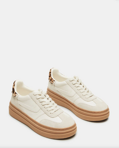 Steve Madden Dodge Sneakers Bone with Leopard Heel
