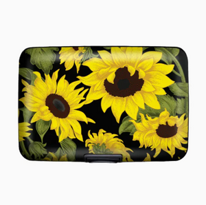 Sunflower on Black Armored Wallet RFID Protection