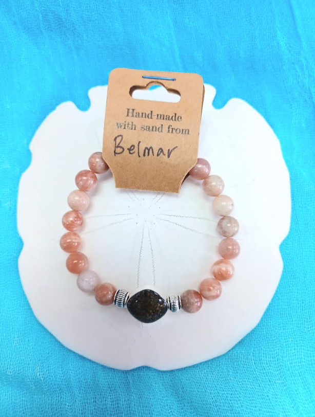 Natural Stone Bracelet with Beach Sand from Belmar, NJ