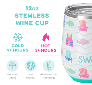 Swig Beach / Lake Girl Stemless Wine Cup 12oz