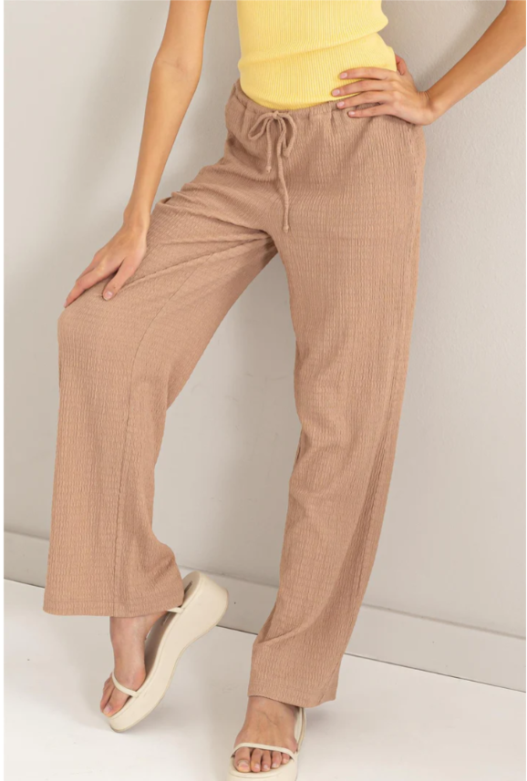 Tan Crinkle Drawstring Pants - FINAL SALE – Something