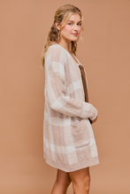 Load image into Gallery viewer, Taupe-White Plaid Cardigan
