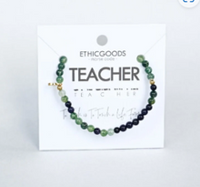 Load image into Gallery viewer, Teacher Blue Sandstone/Moss Agate Morse Code Bracelet
