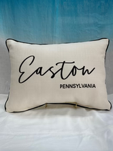 Load image into Gallery viewer, Thin Script Easton Pennsylvania Pillow
