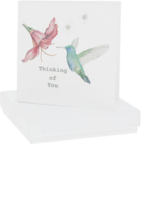 Thinking of You Gift Card with Sterling Silver and Cubic Zirconia Earrings