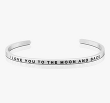 Load image into Gallery viewer, To The Moon and Back Mantraband Bracelet in Silver or Gold
