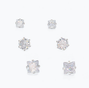 Trio of Silver Crystal Studs