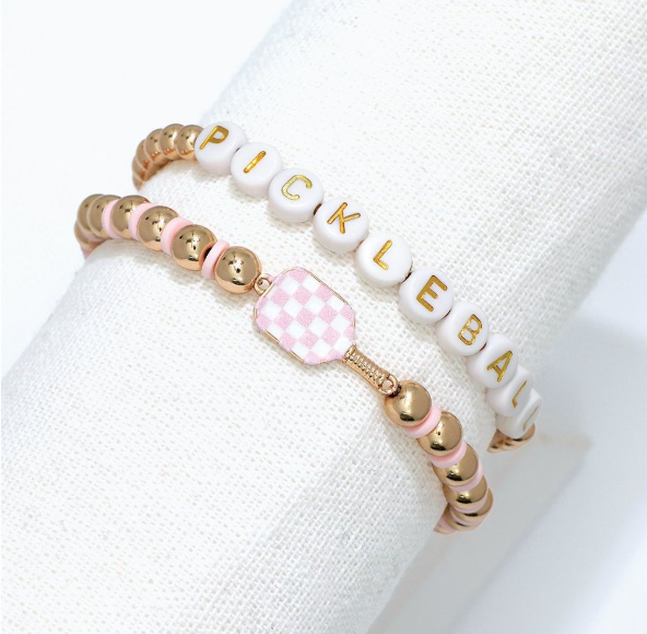 Two-Strand Pink Pickle Ball Bracelet