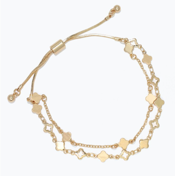 Two Strand Gold Clover Bracelet