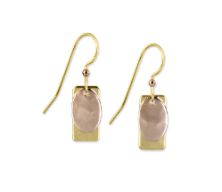 Two Tone gold Oval on Rectangle Earrings