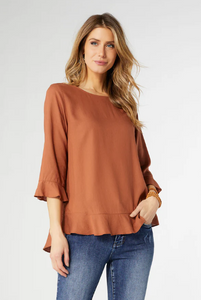 Virginia Ruffle Sleeve Terra Cotta Top