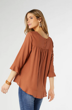 Load image into Gallery viewer, Virginia Ruffle Sleeve Terra Cotta Top
