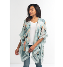 Load image into Gallery viewer, Watercolor Fringe Wrap/ Kimono
