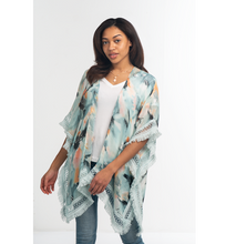 Load image into Gallery viewer, Watercolor Fringe Wrap/ Kimono
