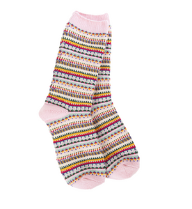 Weekend Boho Crew Socks Pink Stripe
