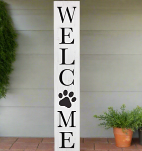 Welcome Paw Print Porch Board