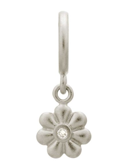 White Flower Dream Dot Silver Charm