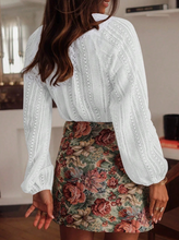 Load image into Gallery viewer, White Lace Knit Button Front Top
