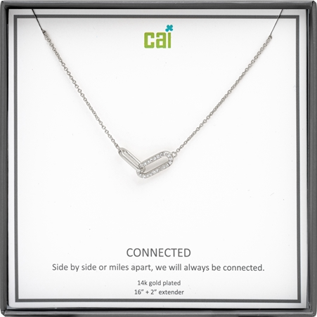 CAI White Pave Connected Necklace in Gold or Silver