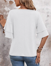Load image into Gallery viewer, Women's Flutter Sleeve V-Neck - White
