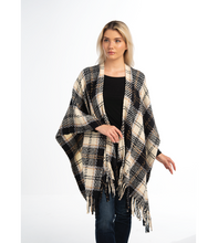 Load image into Gallery viewer, Woodland Plaid Wrap / Shawl in Black or Sage
