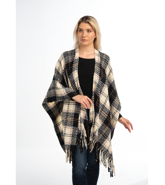 Woodland Plaid Wrap / Shawl in Black or Sage