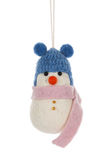 Load image into Gallery viewer, Wool Winter Friend Snowman Ornament
